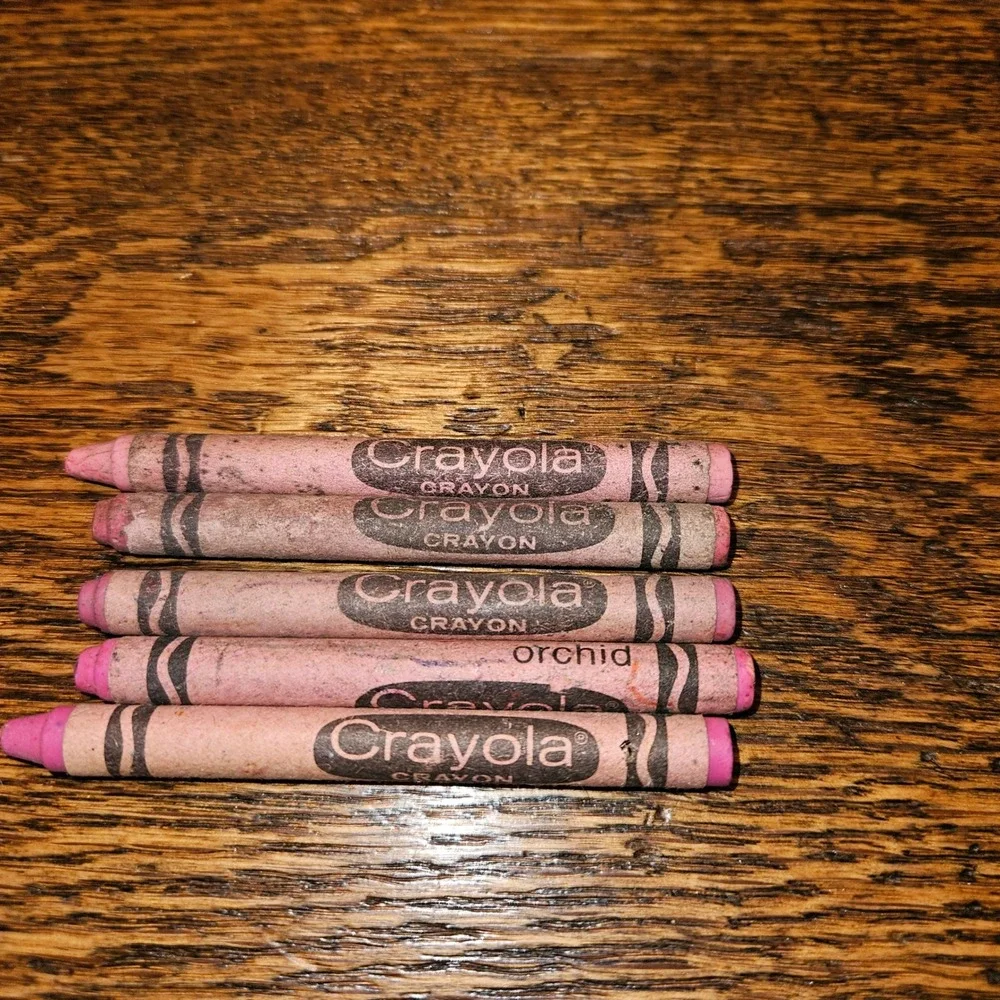 Vintage Crayola Crayons Set of 2 Thistle and 3 Orchid Pink Purple Colors